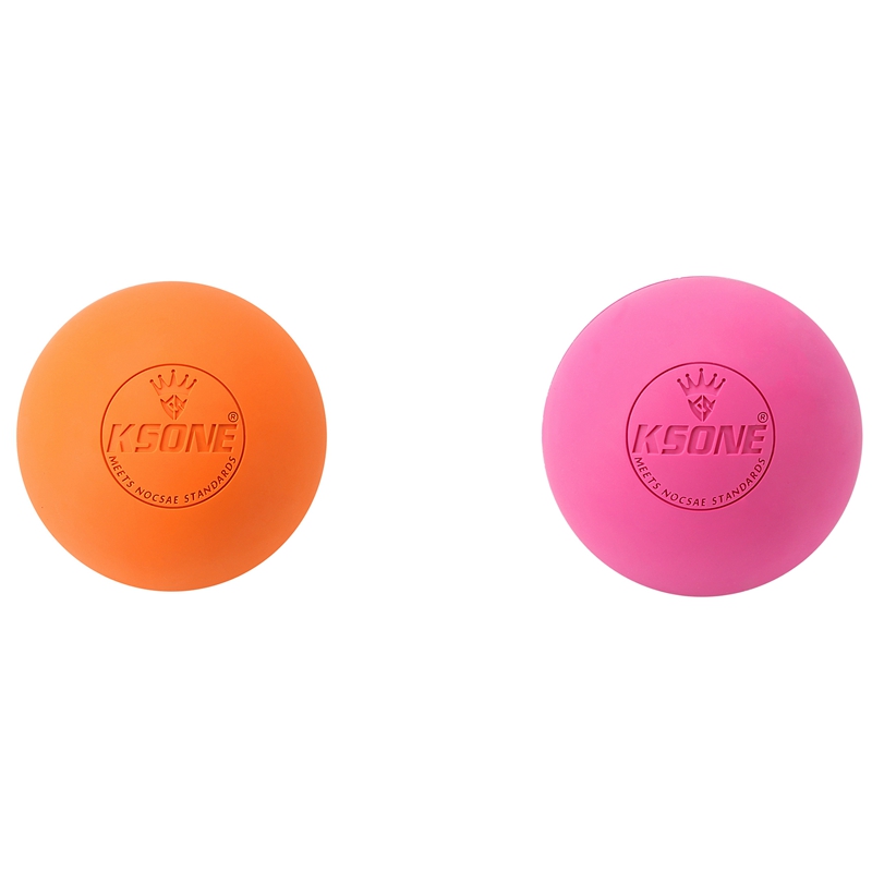 KSONE 2 Pcs 6.3cm Fascia Ball Lacrosse Ball Yoga Muscle Relaxation Pain Relief Physiotherapy Ball, Orange & Rose Red