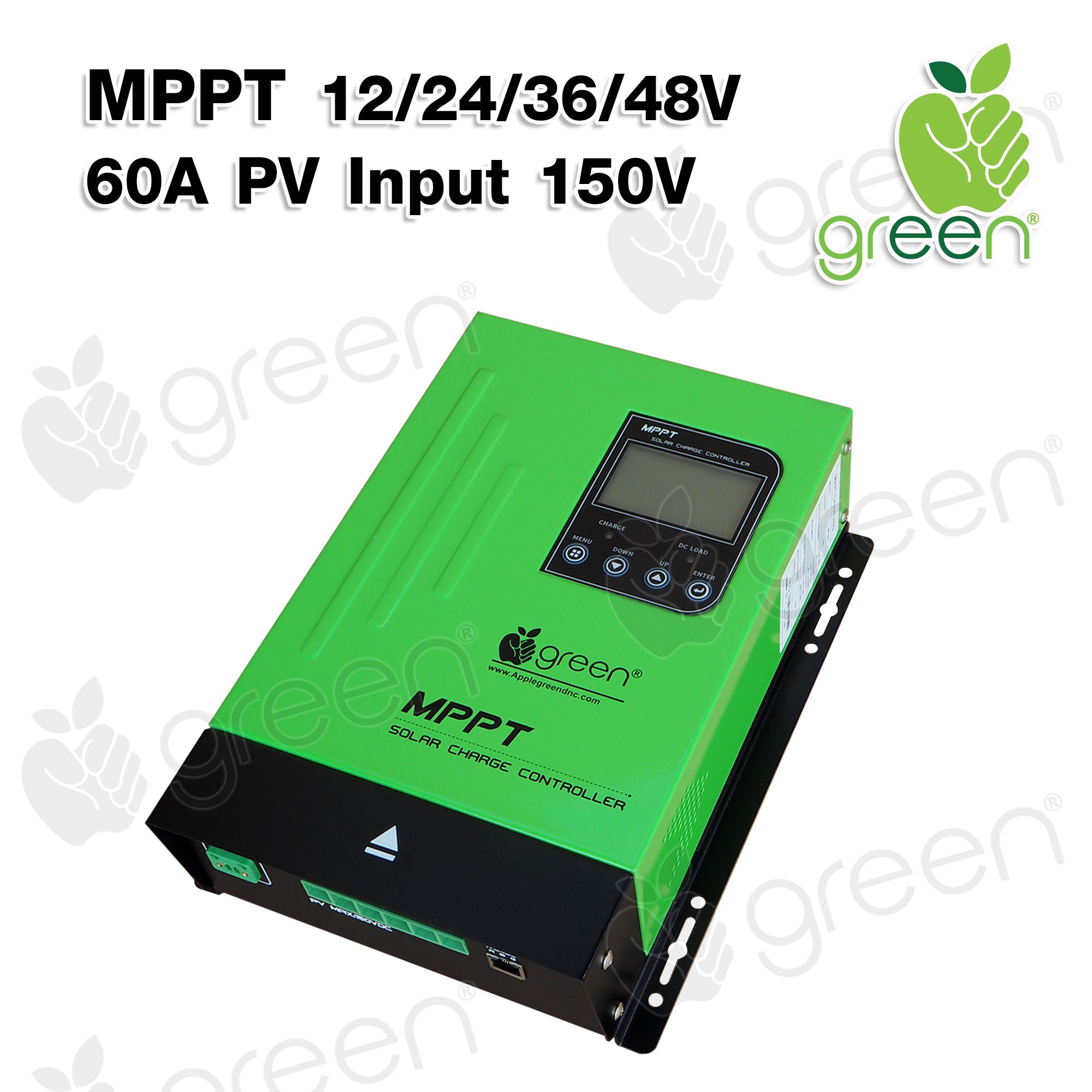 Applegreen MPPT Solar Control charger 12V-48V 60A Auto detection Efficiency 99% ใช้กับระบบโซล่าเซลล์ แบตเตอรี่ อินเวอร์เตอร์ พลังงานแสงอาทิตย์