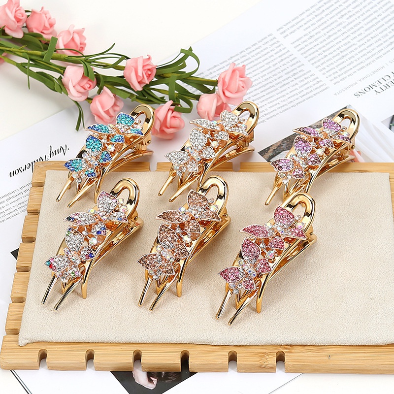 South Korea's new butterfly Rhinestone hairpin fashion colorful hair accessories