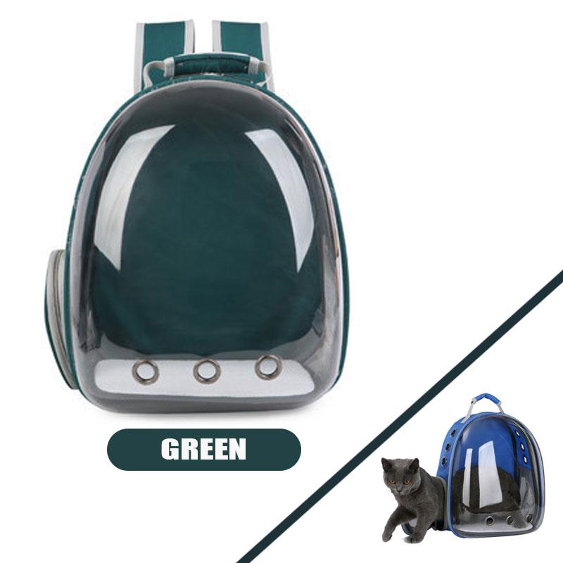 YOYOCAM ถูกที่สุด กระเป๋าหมา กระเป๋าแมว แคปซูลใส เป้ใส อคิริคใส แคปซูลอวกาศ กระเป๋าใส่สัตว์เลี้ยง ( สีเขียว) Pet Dog Cat Backpack breathable Transparent (Green Color)