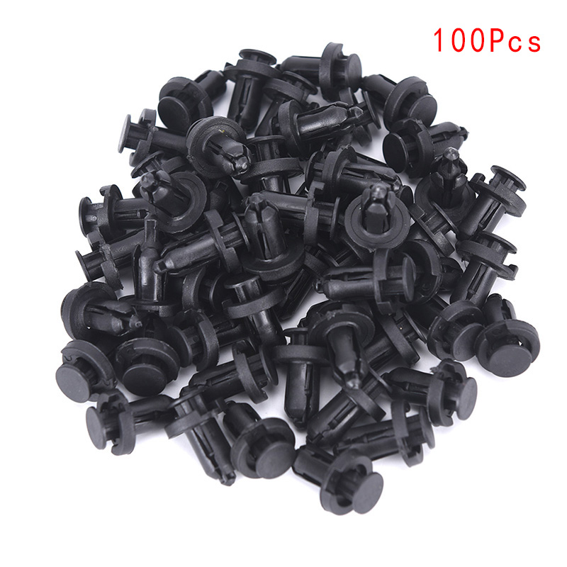 100Pcs Plastic Auto Rivets 10mm Hole Dia Fastener Fender Bumper Push Pin Clip