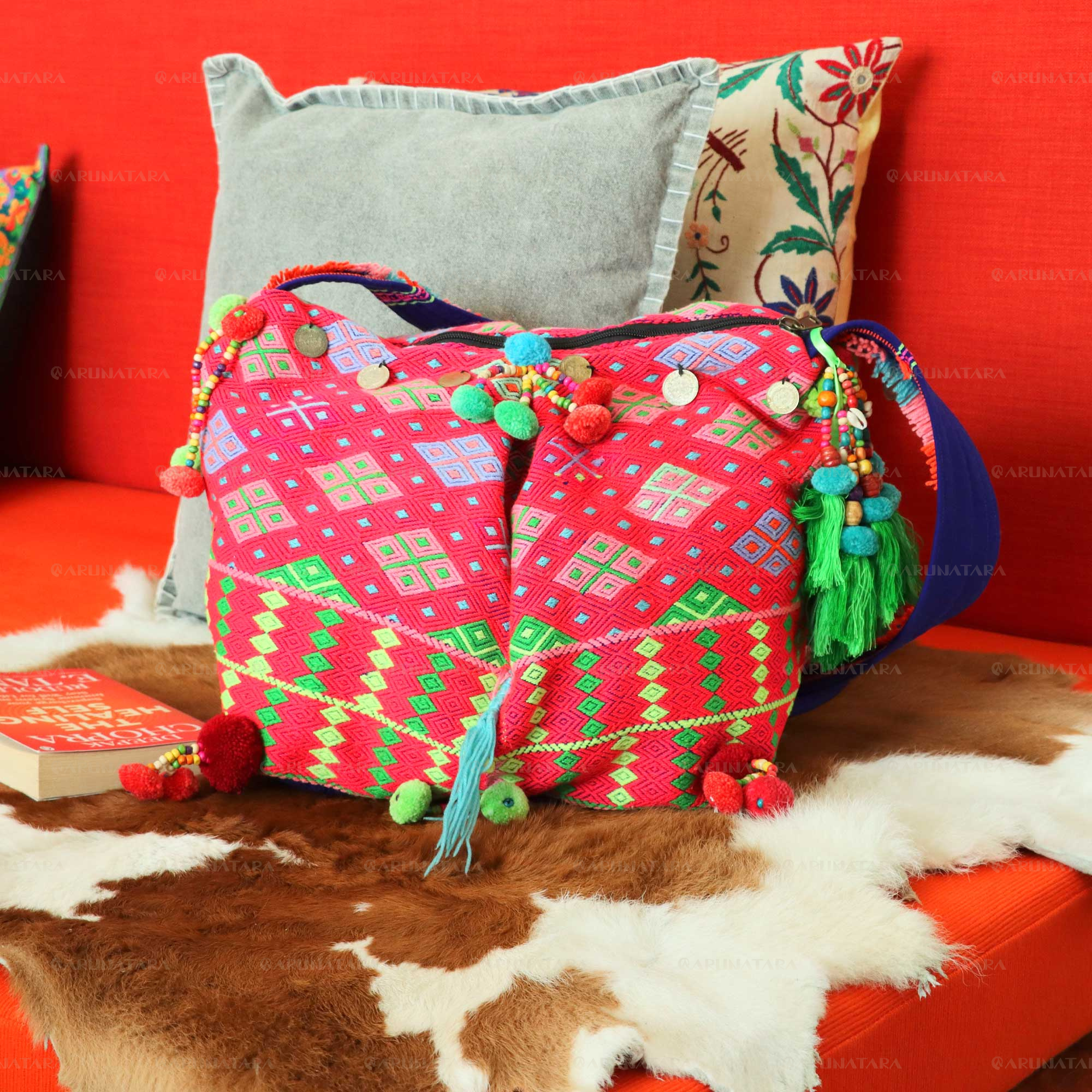 Colourful Karen Woven Crossbody Bag 12"*18"*11" ARUNATARA LIFESTYLE