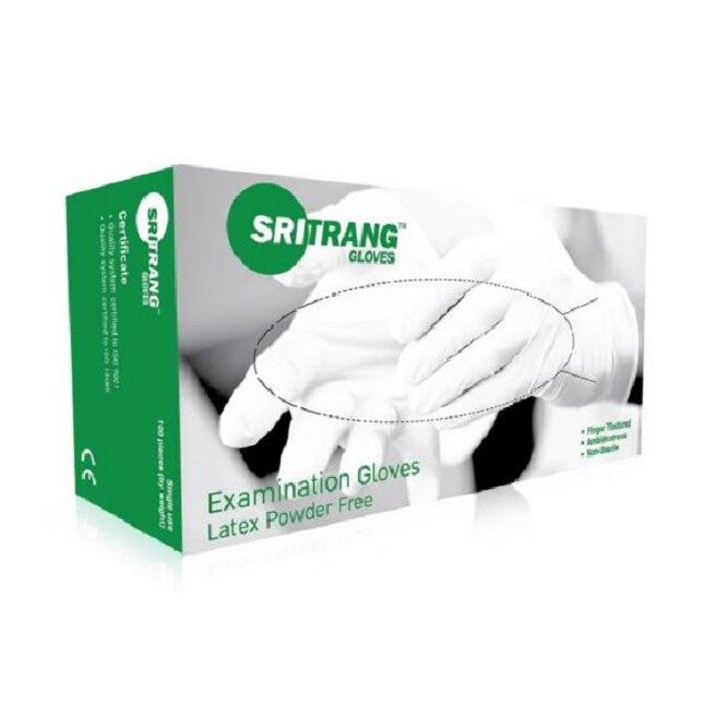 Sritrang gloves ถุงมือยาง ศรีตรัง ไม่มีแป้ง Size : S