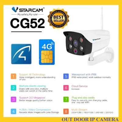VSTARCAM CG52 4G LTE SiM SHD 1296P 3.0MegaPixel H.264+ Camera กล้องวงจรปิด