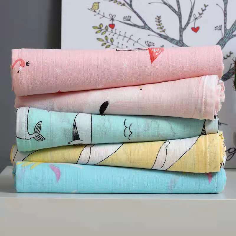 ผ้าห่อตัวมัสลินขนาด110x120 cm.60x60cm ผ้าห่อตัวเด็กแรกเกิด ผ้าห่มเด็ก Muslin Swaddles(100%cotton)