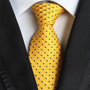 สินค้า High Qy Men\'s Formal Strip Commercial Tie Polyester Silk Neckties For Casual Bss Party Wedding Vintage Ties(Yellow)