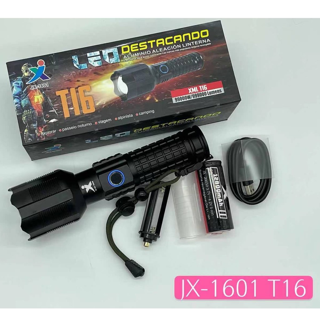 (Promotion+++) LED ไฟฉายแรงสูง ไฟฉายซูม JX-1602 XML T16 LED 99000w 3โหมด สว่างมาก แข็งแรง ทนทาน ชาร์จไ มี 2 รุ่น ราคาถูก ไฟฉาย ดํา น้ํา ไฟฉาย ดํา น้ํา ลึก ไฟฉาย ดํา น้ํา ยิง ปลา ไฟฉายดำใต้น้ำ