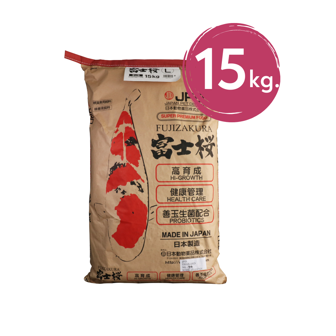 JPD FUJIZAKURA HEALTH DIET KOI FOOD 15KG (FLOATING) - เจพีดี อาหารปลาคาร์ฟ สูตรเร่งโต เพื่อสุขภาพดี 15กก.(เม็ดลอย) ราคา 5,700 บาท*ส่งฟรี