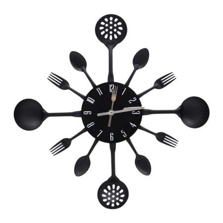 นาฬิการูปช้อน-ส้อม นาฬิกาแฟนซี นาฬิกาแฟชั่น นาฬิกาติดผนัง นาฬิกาแขวนผนัง [ดำ]