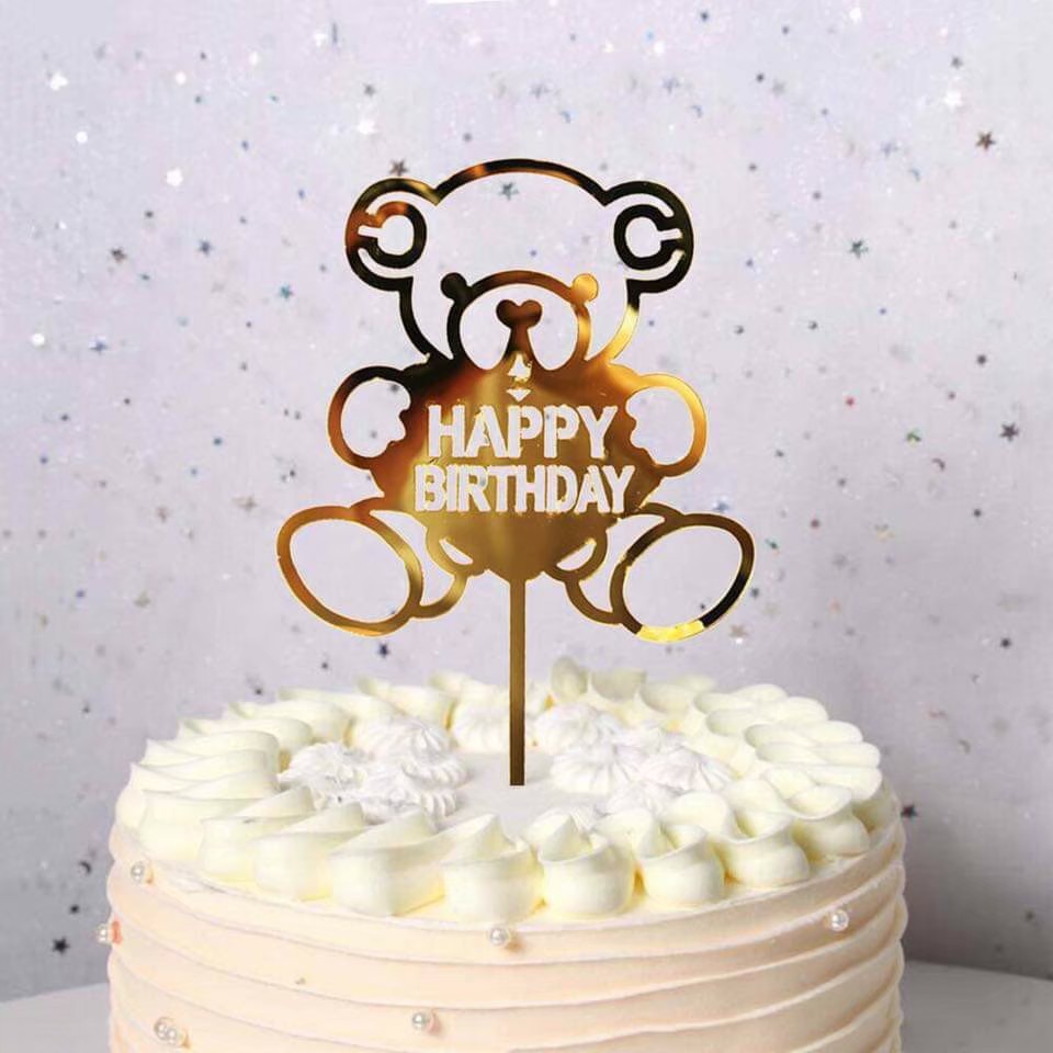 Cake Topper Birthday Cake Topper/ Acrylic Cake topper /  ป้ายอคิลิค /  ป้ายปักเค้กวันเกิดหมี ป้ายBirthday Cake topper Cute Bear Cake topper