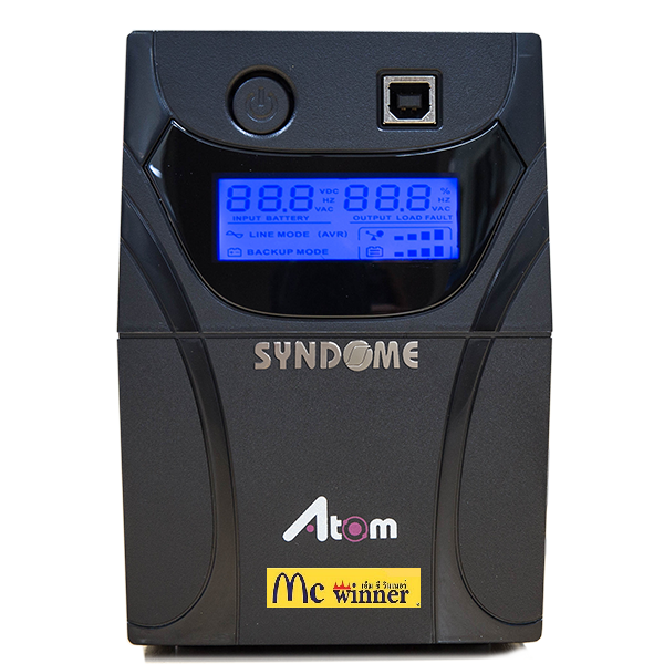 UPS(เครื่องสำรองไฟฟ้า) SYNDOME ATOM SERIES 850VA/360WATT รุ่น ATOM 850 LCD - สินค้ารับประกัน 2 ปี