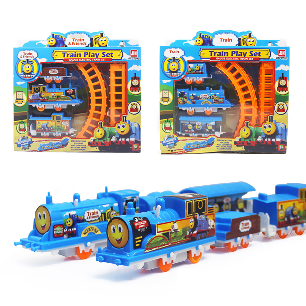 ชุดของเล่นรถไฟขับเคลื่อนด้วยแบตเตอรี่สำหรับเด็ก 54 ซม. ติดตาม (8 ชิ้นของแทร็ค)    Battery Powered Train Set Toy for Kids, 54cm Track (8pcs of tracks), 3 Train Cars สี Orange สี Orange