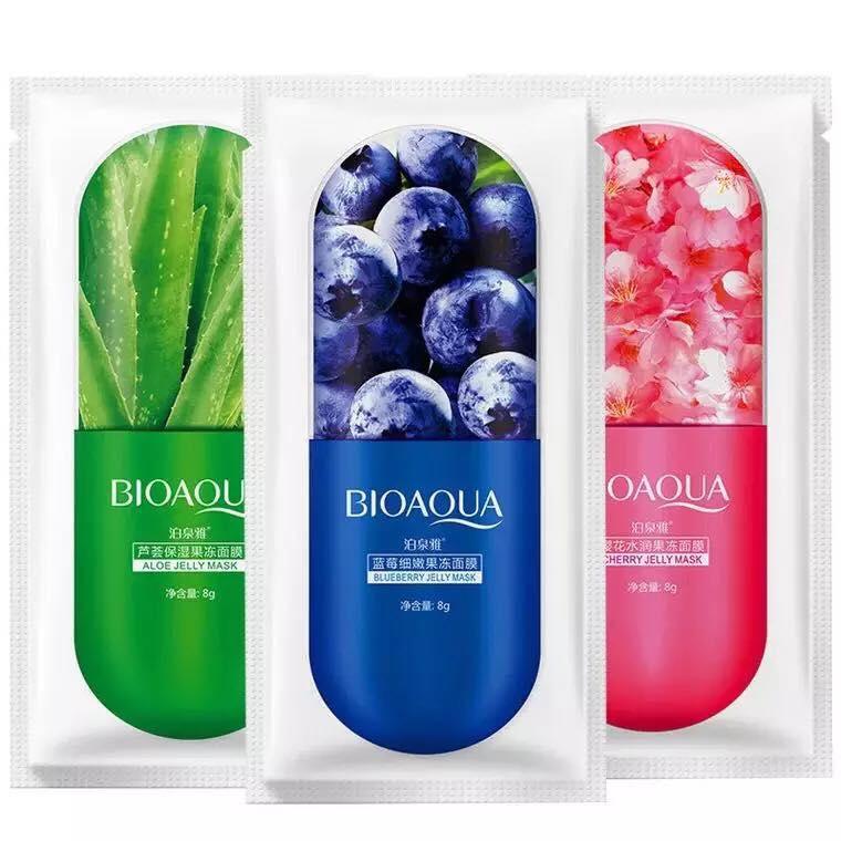 **พิเศษซื้อ10 แถม 1ชิ้น **มาส์กหน้าใส Bioaqua Jelly Mask มาส์กเจลลี่หน้าใส ผิวหน้าขาวเนียนใส เปล่งปลั่ง คละสูตรบลูเบอร์รี่/เชอร์รี่/ว่านหาง