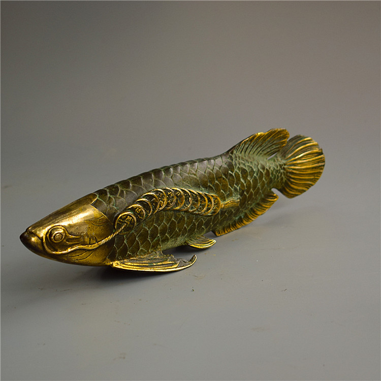Antiques tibet gold miscellaneous goldfish ornaments household ornaments, bronze ware statue