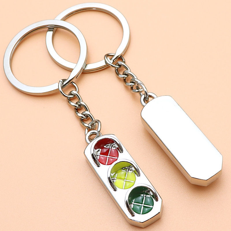 Creative simulation traffic light key pendant ring traffic lights male