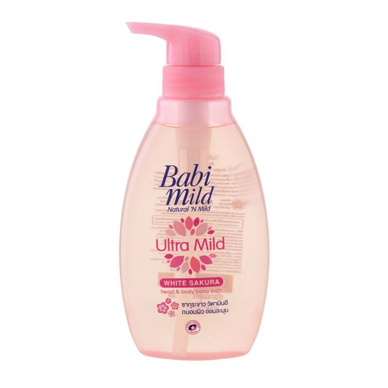 ?ยอดฮิต!! สีชมพู White Sakura Babi Mild สบู่เหลว เบบี้มายด์ อัลตร้ามายด์ เฮด&บอดี้ ขนาด 400ml Ultra Mild Head&Body Liquid Soap (สินค้ามีคุณภาพ) Supermarket