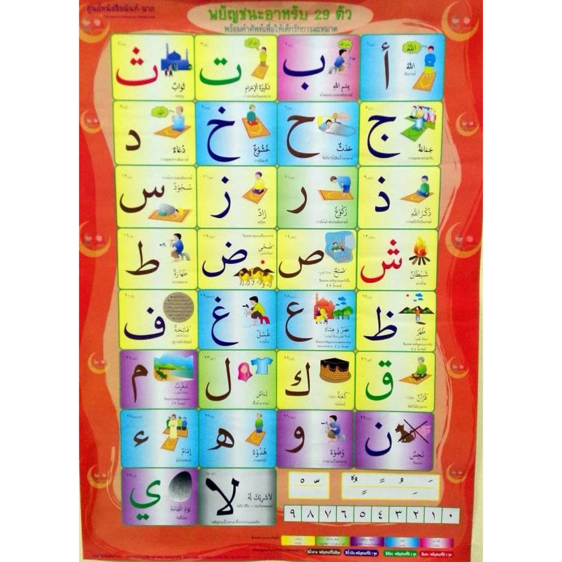 โปสเตอร์ ภาษาอาหรับ 30 ตัว // เสริมทักษะ // หนังสือเด็ก มุสลิม // สื่อการสอน