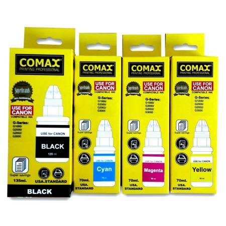 COMAX หมึกเติม CANON G-Series Pack 4 สี (BK 135ml. C/M/Y@70ml.) COMAX หมึกเติม CANON G-Series Pack 4 สี (BK 135ml. C/M/Y@70ml.)