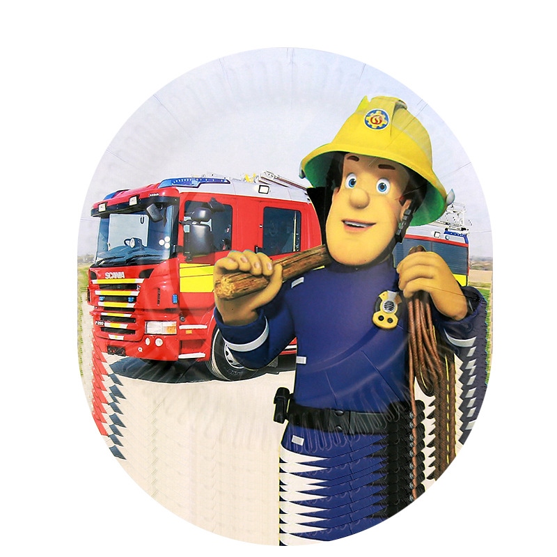 Fireman Sam Theme Birthday Party Tableware Banner Paper Cup Plate Fire  Truck Balloon Party Supplies Boy Baby Shower Decor