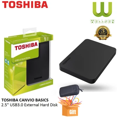Toshiba External Harddrive (1TB/2TB) รุ่น Canvio Basics A3 External HDD Black 2TB USB 3.0 าร์ดดิสก์ภายนอก
