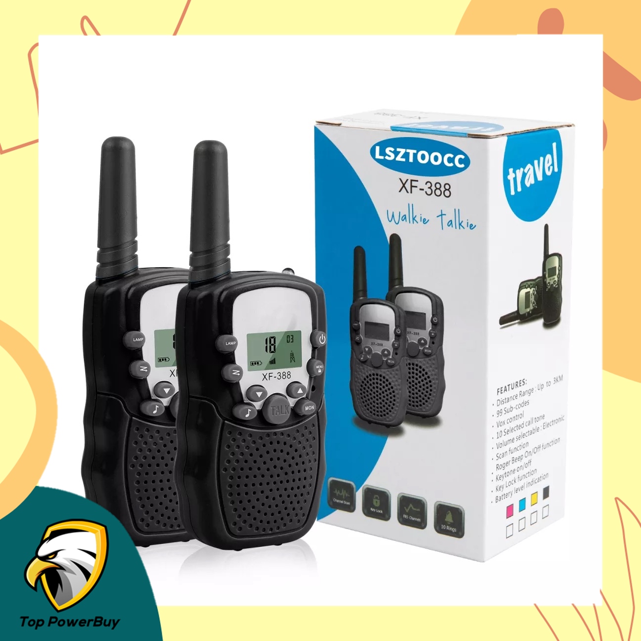 วิทยุสื่อสารของเด็ก Walkie Talkie วอร์สื่อสาร ของเล่นสำหรับเด็ก Top PowerBuy รุ่นA062