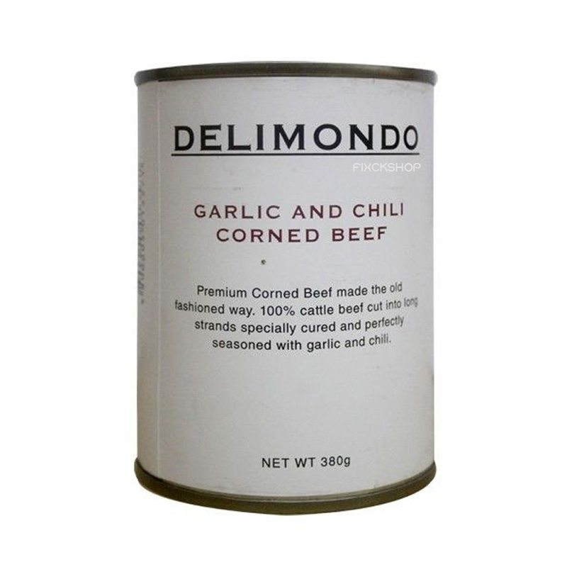 เดลิมอนโด  Delimondo เนื้อวัวปรุงรสกระเทียมและพริกแสนอร่อย สำหรับคนชอบเนื้อ Garli Chili Corned Beef 380 g