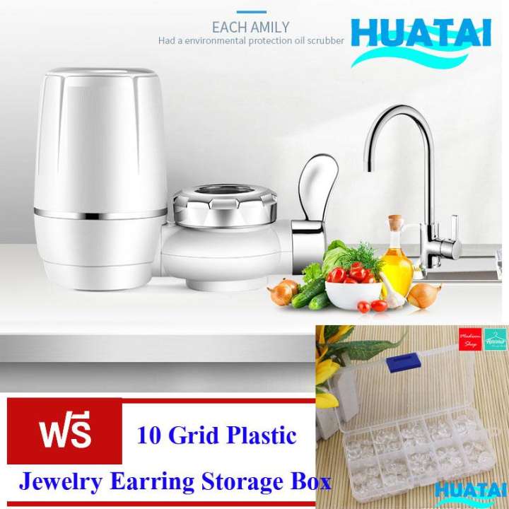 เครื่องกรองน้ำใช้ติดหัวก๊อก วาล์วสแตนเลส แถมฟรี ไส้กรองเซรามิค(Drink Cooking Water Purifier include Ceramic Filter 1 PCS) สีขาว Free Storage Box