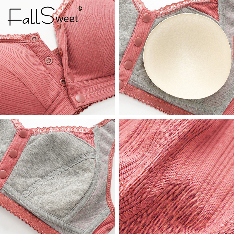 FallSweet Cotton Bra for Woman Front Buckle Plus Size Underwear Soft  Breathable Vest Lingerie Mothercare Nursing Bra 36-46 BC