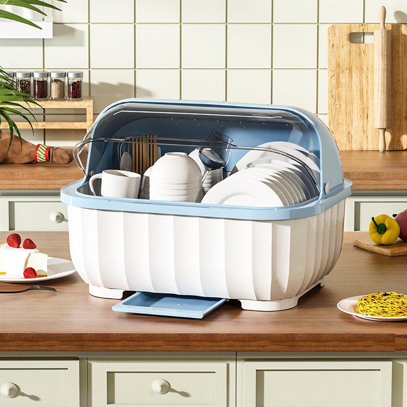YEYA Giá Để Bát Đĩa Nhà Bếp, Giá Để Bát Đĩa, Giá Để Ráo Nước, Hộp Đựng Bát Đũa, Hộp Đựng Bát Và Dao Kéo, Tủ Có Nắp Đậy dụng cụ nhà bếp