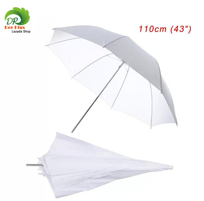 ร่มทะลุสีขาว ร่มคุณภาพสูง 43  / 110cm เนื้อร่มโปร่งแสง ผ้าเกรดสูงสำหรับถ่ายภาพบุคคล / การถ่ายภาพเสื้อผ้า White Umbrella 43  / 110cm Translucent umbrella High-grade fabric for portraiture / clothing photography