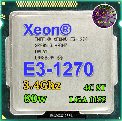 ซีพียู CPU Intel Xeon E3 1270 4คอ 8เทรด 80W LGA 1155 ฟรีซิลิโคน1ซอง (รุ่นเทียบเท่า i7-2600)