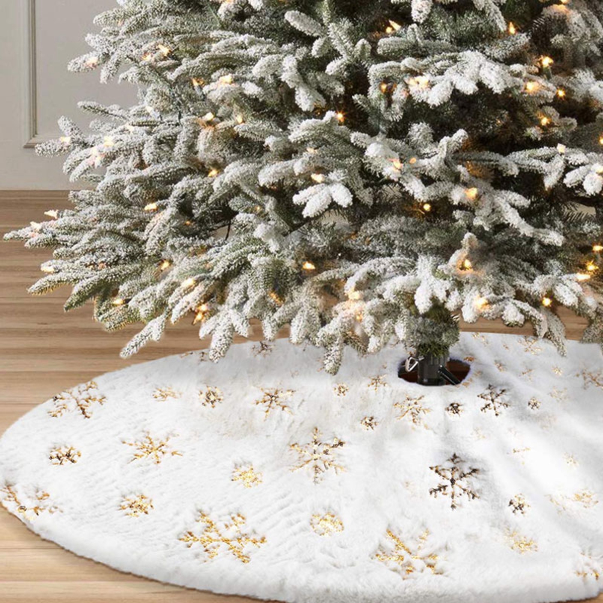 HYWQ Xmas นาตาลของตกแต่งของขวัญคริสต์มาสพรม Soft Mat ผ้าห่มต้นไม้พรมเช็ดเท้ากระโปรงต้นคริสต์มาส
