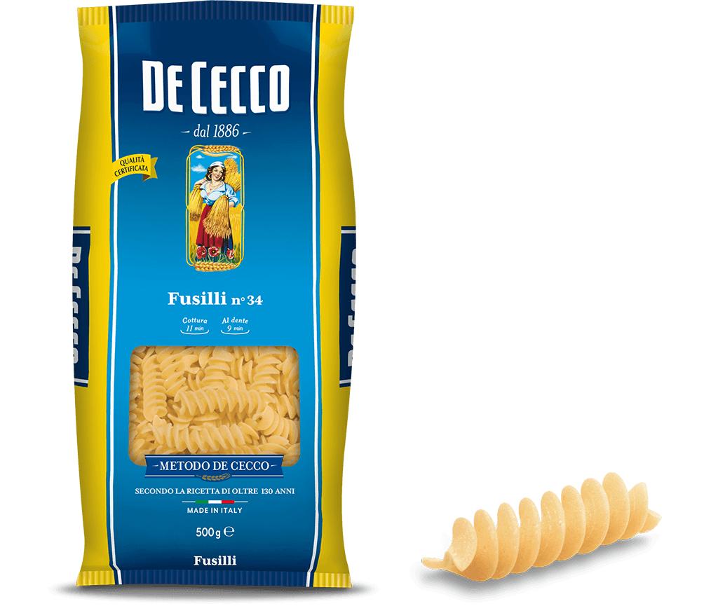 พาสต้า ฟูซิลลี่ เบอร์.34 - ดีเชคโก้, 500 กรัม Pasta Fusilli No.34 - De Cecco, 500 grs