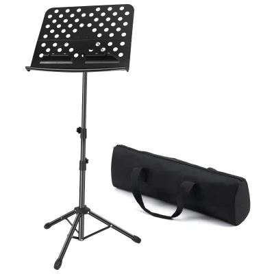 Portable Floor Type Sheet Music Stand Metal Material Adjustable Height with Carry Bag Black