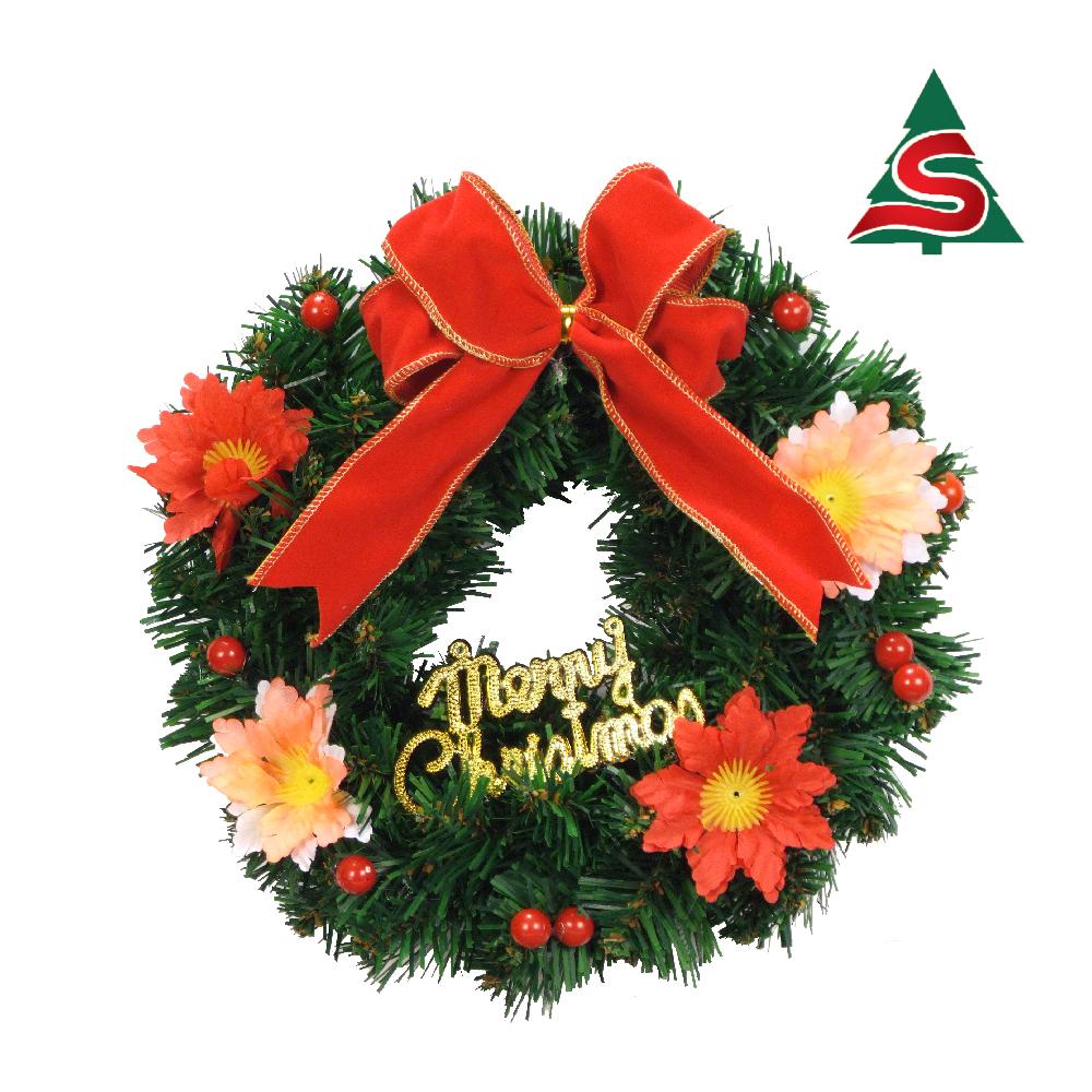 หรีด ขนาด 10 นิ้ว ตกแต่งดอกไม้,Merry (Christmas Wreath 10 )