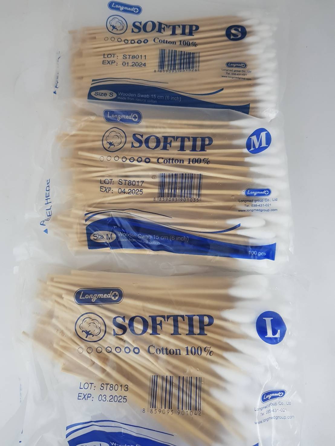 LONGMED Size S สำลีก้าน ทำแผลสัตว์ สำลีการแพทย์ สำลีพันไม้ ทำแผล คัตเติ้ลบัต Wooden Swab สำลีไม้