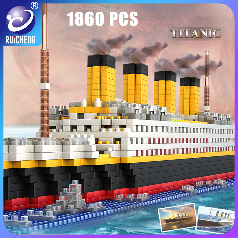 ruicheng toy store LEGO โมเดลเรือไททานิค เลโก้เรือไททานิค ขนาดใหญ่ 1860ชิ้น