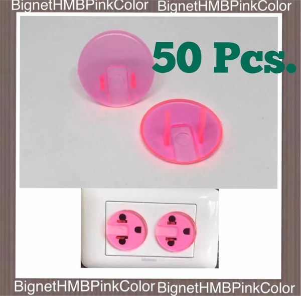 H.M.B. Plug 10 Pcs. ที่อุดรูปลั๊กไฟ Handmade®️ Pink Color ฝาครอบรูปลั๊กไฟ รุ่น-สีชมพูใส-  10,20,3040,50 Pcs. !! Outlet Plug !!  สีวัสดุ สีชมพู Pink color  50 ชิ้น ( 50 Pcs. )