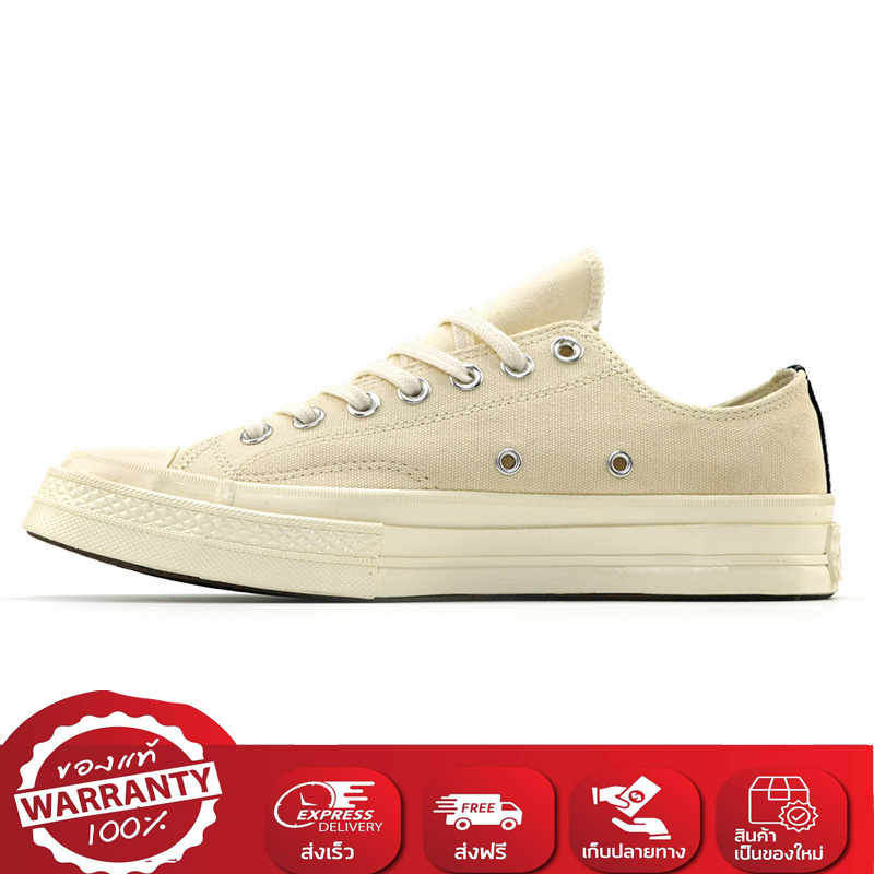 ของจริง 100% Converse Chuck Taylor All Star 70s รองเท้าผ้าใบผู้ชาย Low Top รองเท้าผ้าใบ Converse Shoes แท้ พร้อมกล่อง!-White red