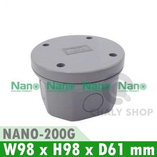 NANO Electric® NANO-200G กล่องกันน้ำพลาสติก ฝาทึบ ขนาด W98xH98xD61 mm (JUNCTION BOX IP65) สีเทา
