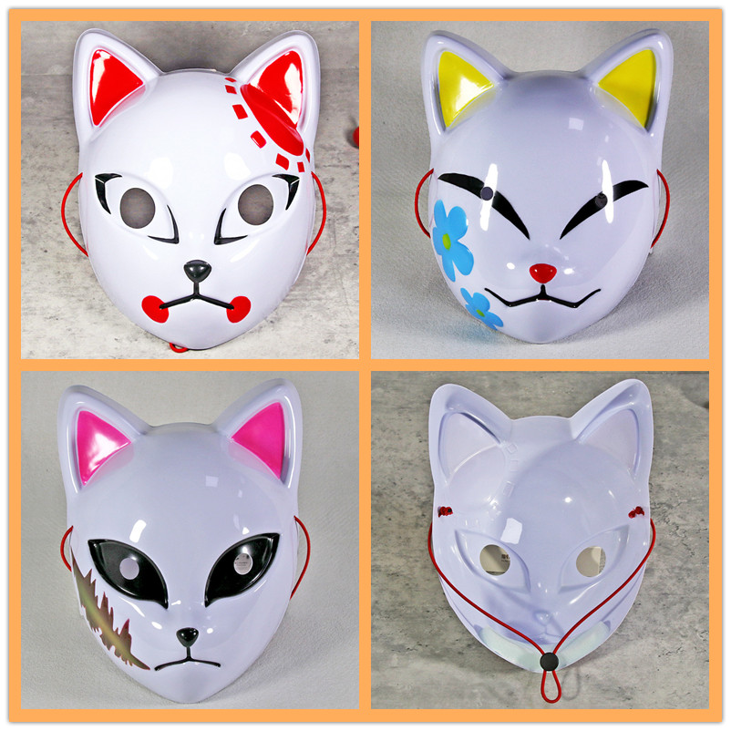 ดาบพิฆาตอสูร หน้ากากคอสเพลย์ลาย Demon Slayer Mask Tanjirou Sabito Makomo Mask หน้ากากปาร์ตี้ Props หน้ากากคอสเพล