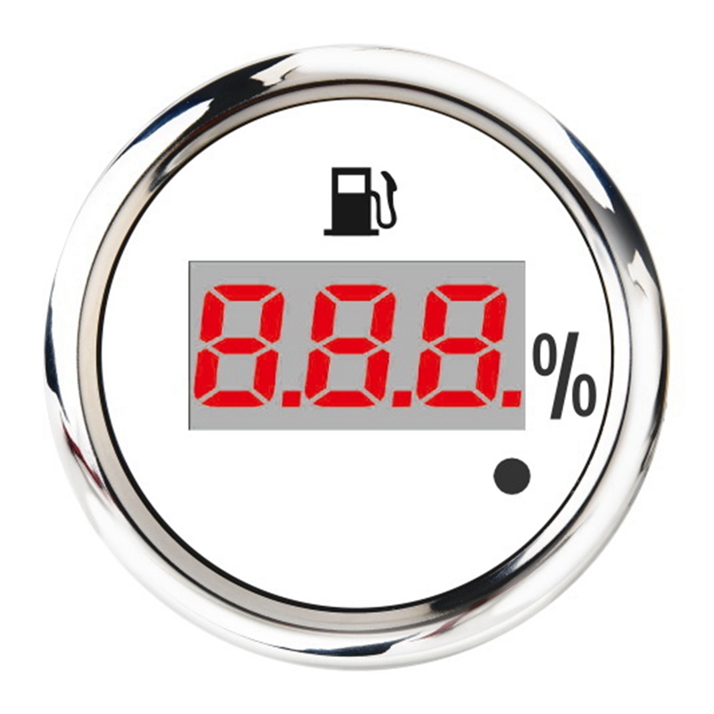 52mm Digital Fuel Level Gauge 0-190Ohm 240-33Ohm Universal Oil Tank Level Indicator Red Backlight with Alarm