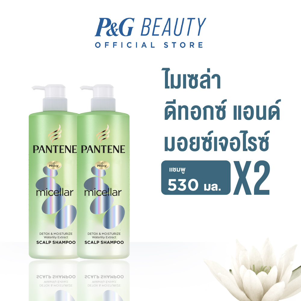 Pantene Micellar Detox and Moisture Shampoo 530 ml. X2 แพนทีน ไมเซล่า ดีทอกซ์ แอนด์ มอยซ์เจอร์ไรซ์ แชมพู 530 มล 2 ชิ้น