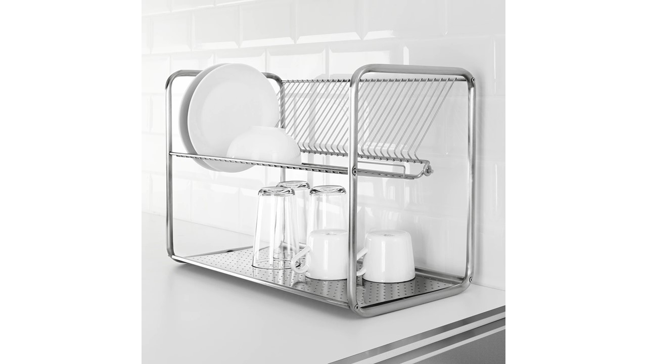 ORDNING Dish drainer, stainless steel, 50x27x36 cm+Cutlery stand