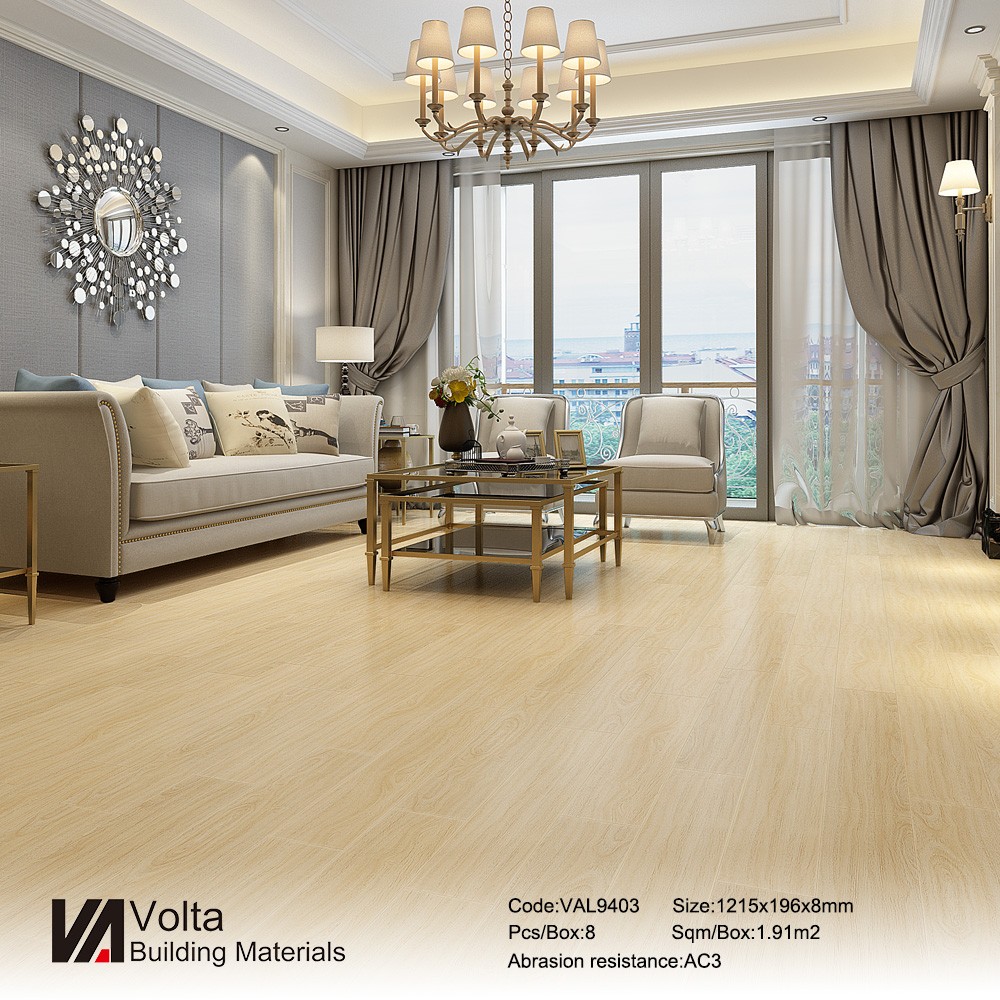 พื้นไม้ลามิเนตVAL9403 สไตล์หรูหรา ขนาด 8 มม สี Trendy Oak