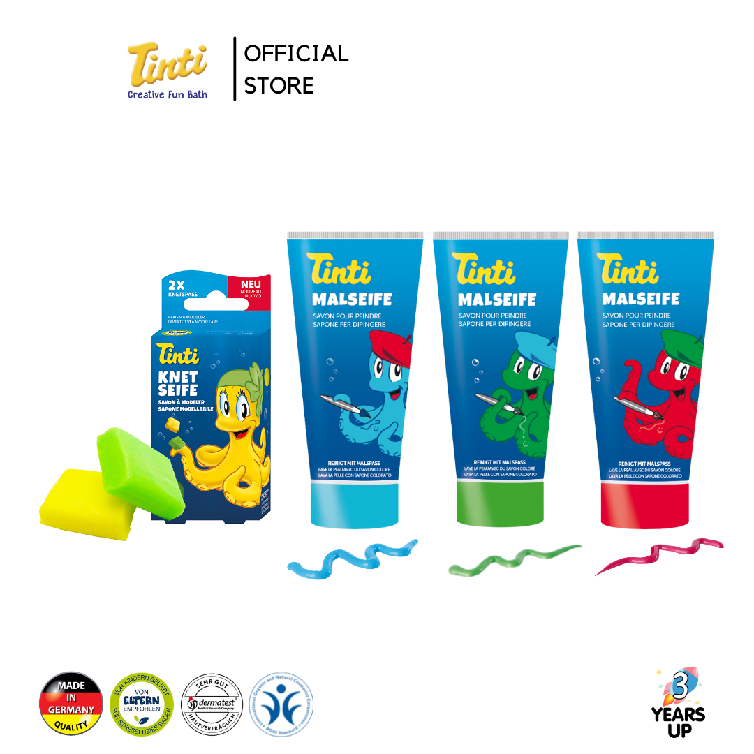 TINTI® ชุดสบู่เด็ก สบู่สี ระบายหน้าและตัว และสบู่ปั้นได้ ปลอดสารเคมี ผลิตที่เยอรมนี Artist Set ครีมอาบน้ำเด็ก ของใช้เด็ก baby kid soap toys