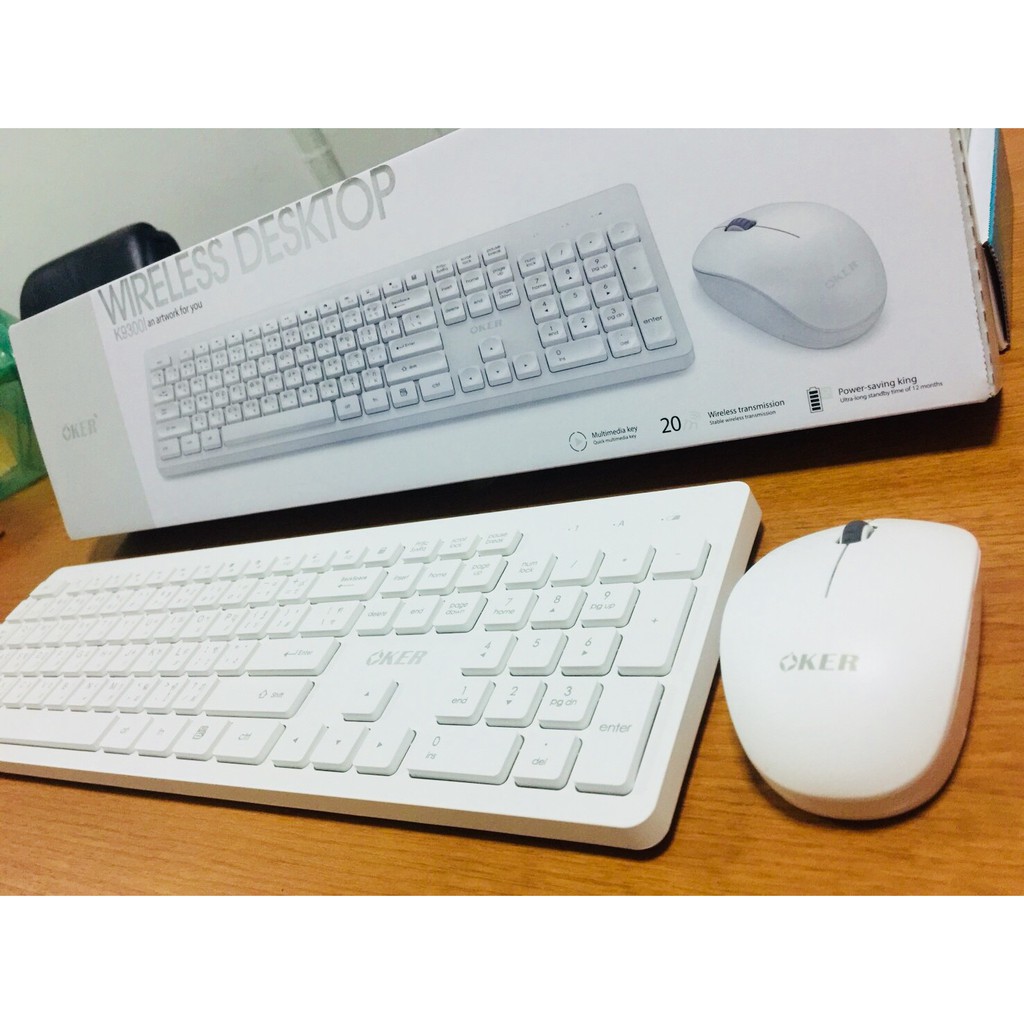 OKER คีย์บอร์ด+เมาส์ Keyboard + Mouse Wireless รุ่น K9300 Keyboard