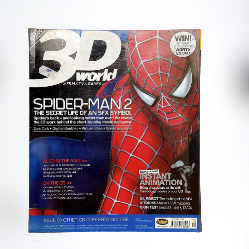 นิตยสาร คอมพิวเตอร์กราฟฟิก 3D World Magazine 2004 issue 56 เบื้องหลังอะนิเมชั่นหนังดัง Spider-Man 2 หนังสือมือสอง