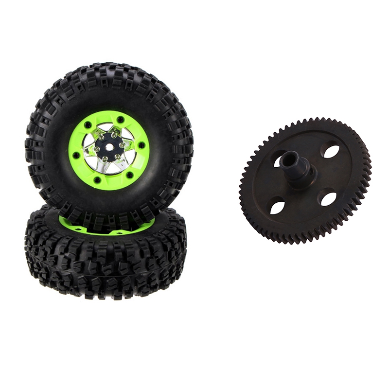 2Pcs Right Wheels Tires 0071 for Wltoys 12428/12423 1/12 & 1set Metal Spur Diff Main Gear 62T Reduction Gear 0015
