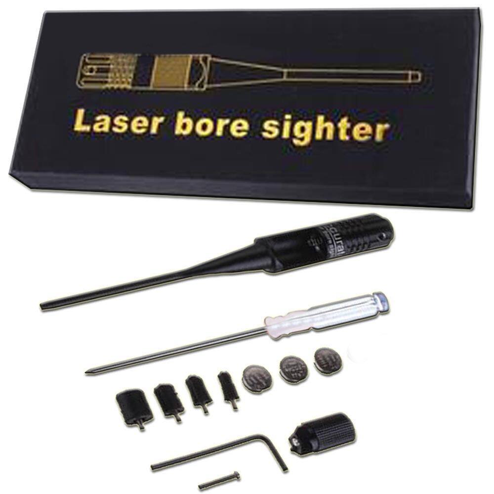 【พร้อมแบตเตอรี่】100% Original Red Laser Bore Sighter Collimator Kit with Box for .22 to .50 Caliber Adjustable Adapters Rifles Handg-un Scope Dot Sight